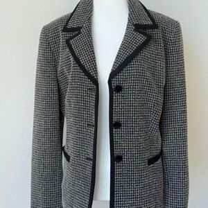 Vintage Kasper Houndstooth Blazer | 90s Tailored Chic Jacket | Black & White